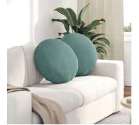 Coussin décoratif - VIDAXL - Rond - Velours - 50 x 50 x 19 cm - Vert mer