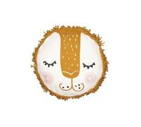 Coussin Déhoussable Ø40cm Coton Motif Lion avec Franges de Macramé - THEO - ALTOBUY Beige G