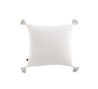 Coussin Déhoussable 40x40cm avec Pompons Gaze de Coton Chantilly - OUREA - ALTOBUY Blanc G