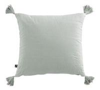Coussin Déhoussable 40x40cm avec Pompons Gaze de Coton Eucalyptus - OUREA - ALTOBUY Vert G