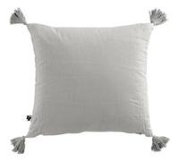 Coussin Déhoussable 40x40cm avec Pompons Gaze de Coton Nuage - OUREA - ALTOBUY Gris G