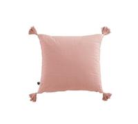 Coussin Déhoussable 40x40cm avec Pompons Gaze de Coton Rose Pêche - OUREA -
