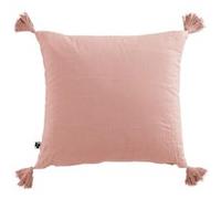 Coussin Déhoussable 40x40cm avec Pompons Gaze de Coton Rose Pêche - OUREA - ALTOBUY Rose G
