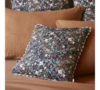Coussin Déhoussable 40x40cm Gaze de Coton Bleu Imprimé Fleur Biais en Croché - ADONIS - ALTOBUY Bleu G
