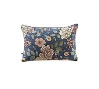 Coussin déhoussable 40x60cm velours imprimé floral coloris bleu - FAUSTINE - ALTOBUY