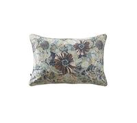 Coussin déhoussable 40x60cm velours imprimé floral coloris vert céladon - ISABEL -