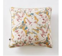 Coussin déhoussable 45 x 45 cm - Gaze de coton imprimée CLARENCE, passepoil contrasté