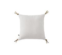 Coussin Déhoussable 45x45cm avec Pompons Lin Lavé Coloris Craie - MARGAUX - ALTOBUY Blanc G