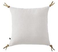 Coussin Déhoussable 45x45cm avec Pompons Lin Lavé Coloris Craie - MARGAUX - ALTOBUY Blanc G