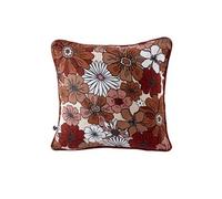 Coussin déhoussable 45x45cm gaze de coton imprimé Floral coloris terracotta - ANASTASIA -
