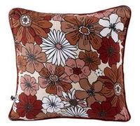 Coussin déhoussable 45x45cm gaze de coton imprimé Floral coloris terracotta - ANASTASIA - ALTOBUY Orange
