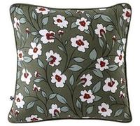 Coussin déhoussable 45x45cm gaze de coton imprimé Floral coloris vert - FLORIANE -