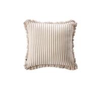 Coussin déhoussable 45x45cm gaze de coton tissé rayé beige - ROMELIA -