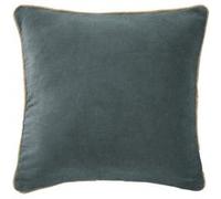Coussin Déhoussable 45x45cm Velours de Coton Coloris Ardoise - HARRIS - ALTOBUY Bleu G