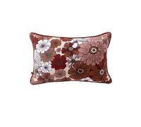 Coussin déhoussable 45x60cm gaze de coton imprimé Floral coloris terracotta - ANASTASIA - ALTOBUY Orange