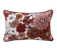 Coussin déhoussable 45x60cm gaze de coton imprimé Floral coloris terracotta - ANASTASIA - ALTOBUY Orange