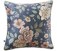 Coussin déhoussable 50x50cm velours imprimé floral coloris bleu - FAUSTINE -