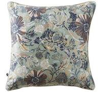 Coussin déhoussable 50x50cm velours imprimé floral coloris vert céladon - ISABEL -