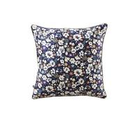 Coussin déhoussable 50x50cm velours imprimé petites fleurs coloris bleu marine - CORINNE -