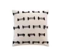 Coussin déhoussable BRINY - Coton tissé uni et fils coupés - 40 x 40 cm - Ecru