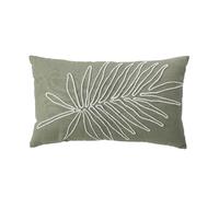 Coussin déhoussable brodé jungle MAMBO - 30 x 50 cm - Olive