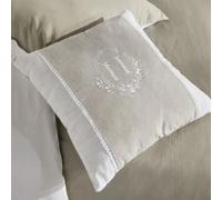 Coussin Déhoussable Brodéet Dentelle Coton Uni 40x40 Cm