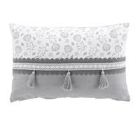 Coussin déhoussable Flavie gris 40x60 cm - coton/polyester, dentelle