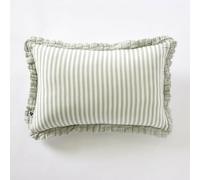 Coussin Déhoussable Gaze de Coton 40 x 60 cm Eucalyptus - LIVIA | Coussin réversible avec deux motifs de rayures