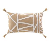 Douceur d'Intérieur, Coussin Déhoussable (30 x 50 cm) Asmara Naturel, Polycoton Uni avec Jute Tufté