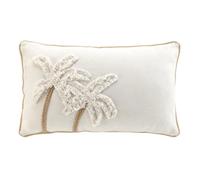 Coussin déhoussable tufté motif palmier - Taille: 30x50cm - Coloris: Ecru