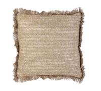 Coussin design bord de mer en jute avec franges - 40x40cm - Beige
