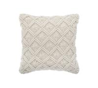 - Coussin design ethnique macramé Eté Indien - L. 40 x l. 40 cm - Beige - Eté Indien