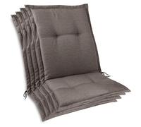 Lot de 4 coussins d'assise Beautissu Premium pour chaises de jardin à dossier bas, 105 x 50 x 7 cm, taupe