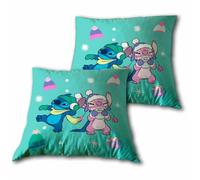 Coussin Disney Stitch & Ange (x2) Vert 40x40 cm