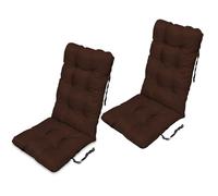 Coussin Dossier pour Chaise Longue, Banc de Jardin - Lot de 2 - 123x48 cm - Imperméable - Marron - SuperKissen24
