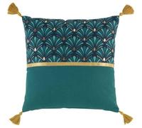 Coussin - DOUCEUR D INTÉRIEUR - Artchic - 40x40 cm - Coton - Déhoussable avec pompons dorés