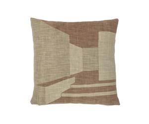 Coussin en coton beige, 45x45 cm, carré, à motifs, style nordique - Bloomingville, Eta - 45x45x1 cm