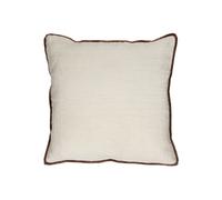 Coussin en coton blanc, uni, carré, lin devant, velours de coton au dos - Pomax, Opposites - 45x45 cm