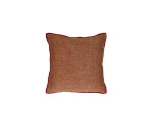 Coussin en coton cannelle, carré, uni, recto lin, verso velours coton - Pomax, Opposites - 45x45x1 cm