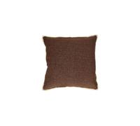 Coussin en coton marron, carré, uni, devant lin, dos velours de coton - Pomax, Opposites - 45x45 cm