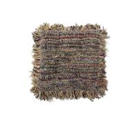 Coussin en coton multicolore, carré, franges - Bloomingville, Darko - 50x50x10 cm
