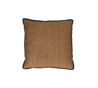 Coussin en coton ocre, carré, uni, recto lin et verso velours - Pomax, Opposites - 45x45 cm