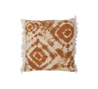 Coussin en coton orange, à motifs tie-dye, franges 2 côtés - Bloomingville, Ester - 50x50x1 cm