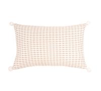 Coussin en coton texturé écru et beige avec pompons 60x40 40x60cm Gris