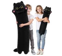 Coussin en forme de chat noir, en peluche, ultra-doux, extra rembourré, 110 cm