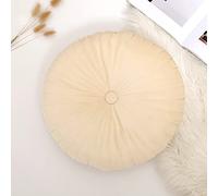 Coussin en forme de citrouille - Coussin rond en peluche 3D - Coussin décoratif en velours - Pour canapé, lit, salon, chambre d'enfant, canapé - Décoration d'intérieur - 35 x 8 cm - Blanc laiteux