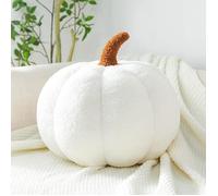 Coussin en forme de citrouille en peluche, mignon, rembourré en 3D, simulant une citrouille ultra douce, coussins Blanc,28cm
