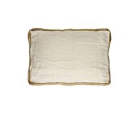 Coussin en lin blanc et camel, rectangulaire, bordures en velours de coton - Pomax, Borders - 60x40x1 cm