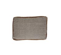 Coussin en lin gris, rectangulaire, uni, bordures velours coton - Pomax, Borders - 60x40x1 cm