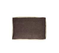 Coussin en lin marron, rectangulaire, uni, bords velours coton - Pomax, Borders - 60x40x1 cm